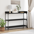 vidaXL Console Table Black Oak 100x30x80 cm Engineered Wood and Steel