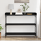 vidaXL Console Table Black Oak 100x30x80 cm Engineered Wood and Steel