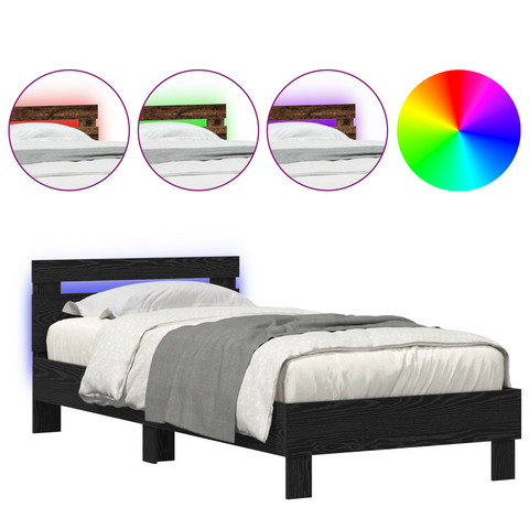vidaXL Bed Frame Black oak 90 x 190 cm Engineered wood