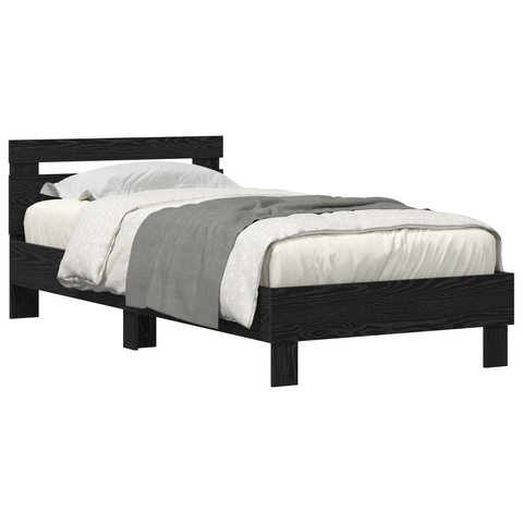 vidaXL Bed Frame Black oak 90 x 190 cm Engineered wood