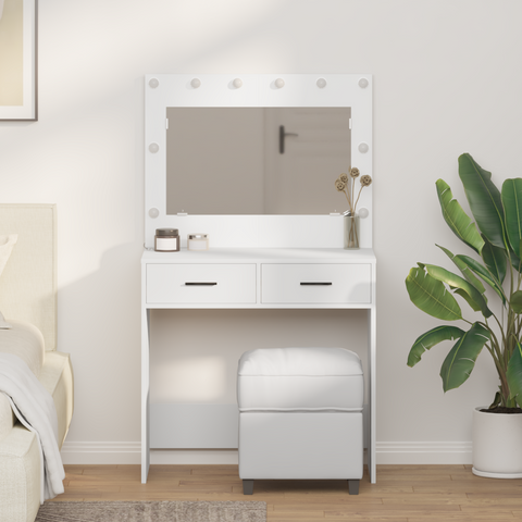 vidaXL Vanity Table with LED Lights - White, 78.5 x 41 x 135 cm