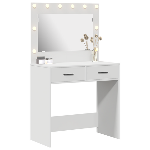 vidaXL Vanity Table with LED Lights - White, 78.5 x 41 x 135 cm