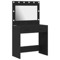 vidaXL Makeup Table with LED Lights - Black Oak, 31 x 16 x 53 inches