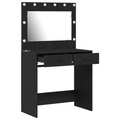 vidaXL Makeup Table with LED Lights - Black Oak, 31 x 16 x 53 inches
