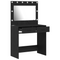 vidaXL Makeup Table with LED Lights - Black Oak, 31 x 16 x 53 inches