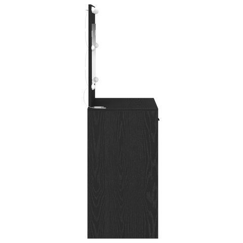 vidaXL Makeup Table with LED Lights - Black Oak, 31 x 16 x 53 inches
