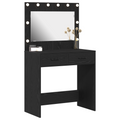 vidaXL Makeup Table with LED Lights - Black Oak, 31 x 16 x 53 inches
