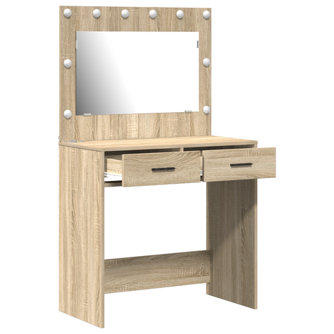 vidaXL Dressing Table with LED Lights Sonoma Oak 78.5x41x135 cm