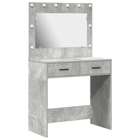 vidaXL Dressing Table with LED Lights Concrete Grey 78,5x41x135 cm