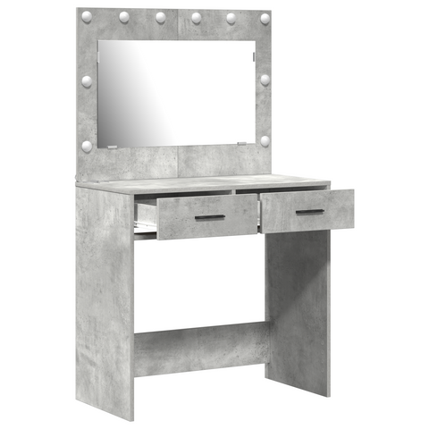 vidaXL Dressing Table with LED Lights Concrete Grey 78,5x41x135 cm