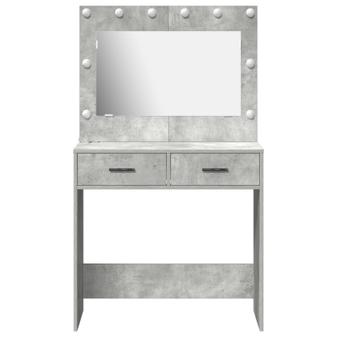 vidaXL Dressing Table with LED Lights Concrete Grey 78,5x41x135 cm