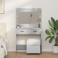 vidaXL Dressing Table with LED Lights Concrete Grey 78,5x41x135 cm