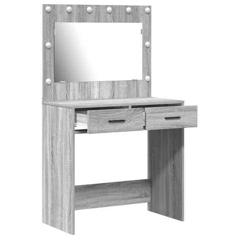 vidaXL Dressing Table with LED Lights Grey Sonoma 78,5x41x135 cm
