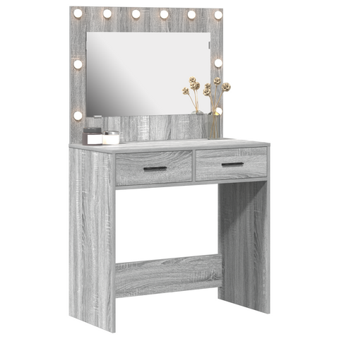 vidaXL Dressing Table with LED Lights Grey Sonoma 78,5x41x135 cm