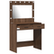 vidaXL Dressing Table with LED Lights Brown Oak 78,5x41x135 cm