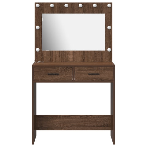 vidaXL Dressing Table with LED Lights Brown Oak 78,5x41x135 cm