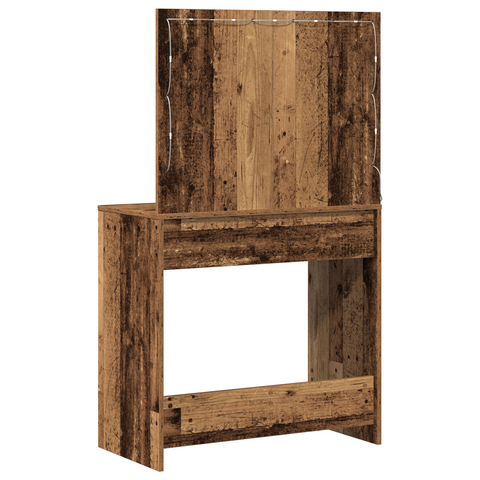 vidaXL Dressing Table with LED Lights Old Wood 78,5x41x135 cm