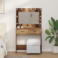 vidaXL Dressing Table with LED Lights Old Wood 78,5x41x135 cm