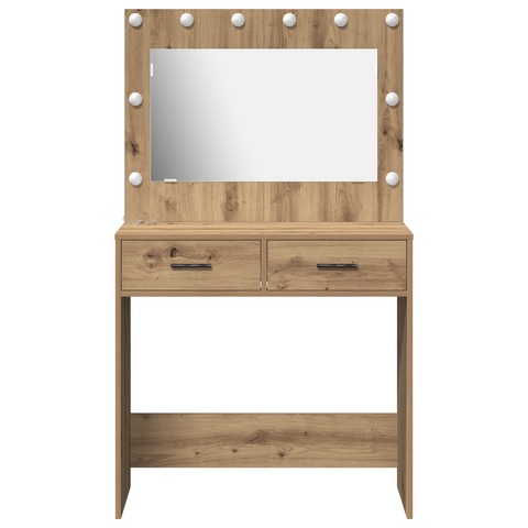 vidaXL Dressing Table with LED Lights Artisan Oak 78.5x41x135 cm
