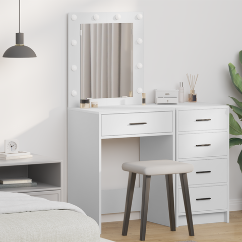 vidaXL Dressing Table with LED Lights White 50x41x135 cm