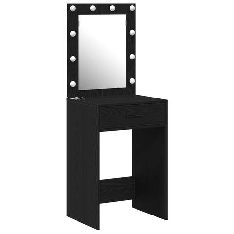 vidaXL Dressing Table with LED Lights Black Oak 50x41x135 cm