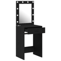 vidaXL Dressing Table with LED Lights Black Oak 50x41x135 cm