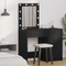 vidaXL Dressing Table with LED Lights Black Oak 50x41x135 cm