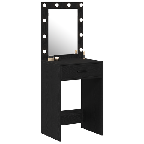 vidaXL Dressing Table with LED Lights Black Oak 50x41x135 cm