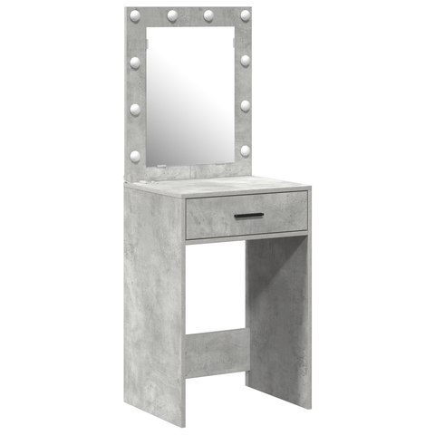 vidaXL Makeup Table with LED Lights in Concrete Grey, 50x41x135 cm