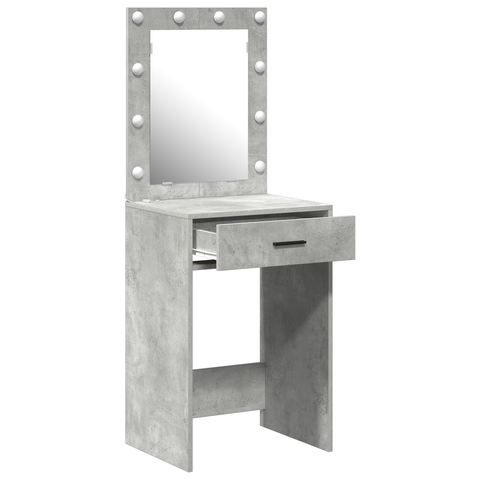 vidaXL Makeup Table with LED Lights in Concrete Grey, 50x41x135 cm