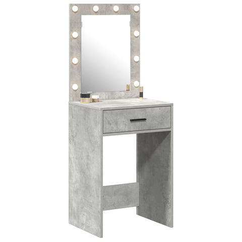 vidaXL Makeup Table with LED Lights in Concrete Grey, 50x41x135 cm