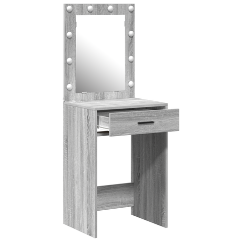 vidaXL Dressing Table with LED Lights Grey Sonoma 50x41x135 cm