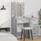 vidaXL Dressing Table with LED Lights Grey Sonoma 50x41x135 cm