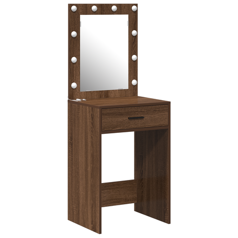 vidaXL Dressing Table with LED Lights Brown Oak 50x41x135 cm