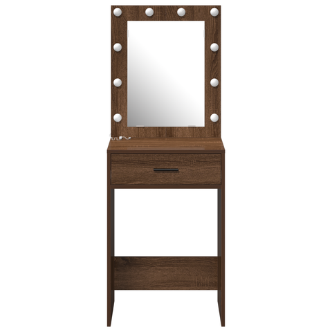 vidaXL Dressing Table with LED Lights Brown Oak 50x41x135 cm