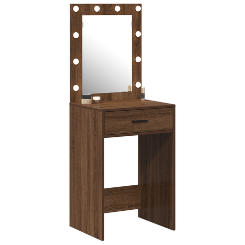 vidaXL Dressing Table with LED Lights Brown Oak 50x41x135 cm
