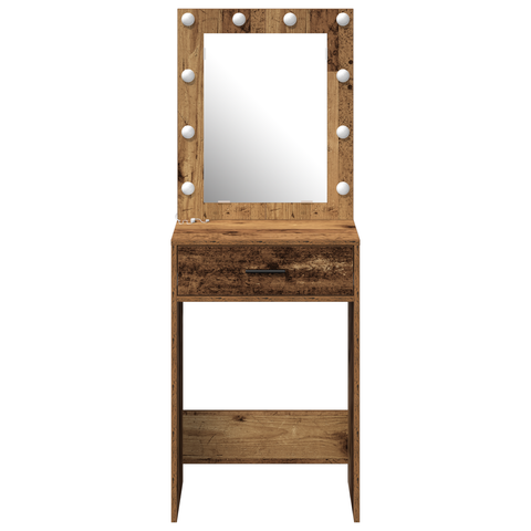 vidaXL Dressing Table with LED Lights Old Wood 50x41x135 cm