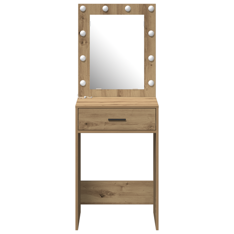 vidaXL Dressing Table with LED Lights Artisan Oak 50x41x135 cm