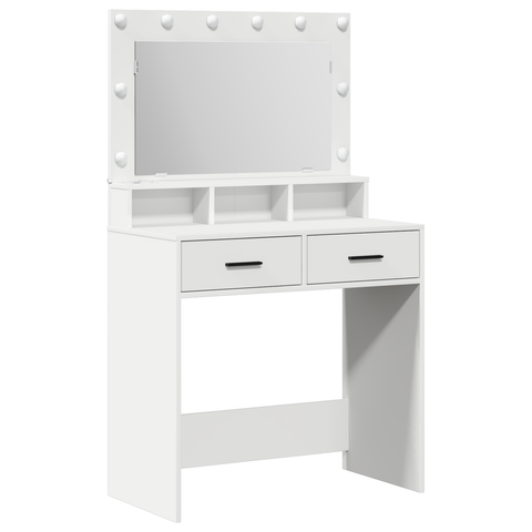 vidaXL Dressing Table with LED Lights, White, 79x41x135 cm