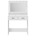 vidaXL Dressing Table with LED Lights, White, 79x41x135 cm