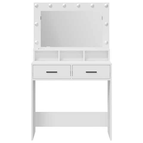 vidaXL Dressing Table with LED Lights, White, 79x41x135 cm