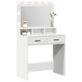 vidaXL Dressing Table with LED Lights, White, 79x41x135 cm