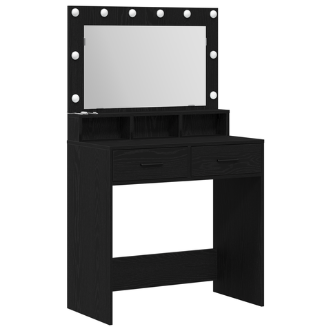 vidaXL Black Oak MDF 79 x 41 x 135 cm Drawers Vanity Table