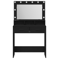 vidaXL Black Oak MDF 79 x 41 x 135 cm Drawers Vanity Table