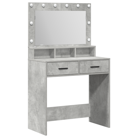 vidaXL Dressing Table with LED Lights - Concrete Grey - 79x41x135 cm