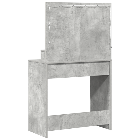 vidaXL Dressing Table with LED Lights - Concrete Grey - 79x41x135 cm