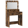 vidaXL Makeup Table with LED Lights - Smoked Oak 79x41x135 cm