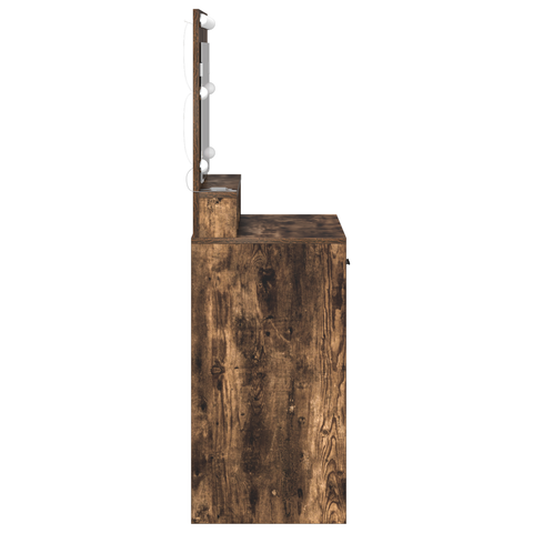 vidaXL Makeup Table with LED Lights - Smoked Oak 79x41x135 cm