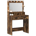 vidaXL Makeup Table with LED Lights - Smoked Oak 79x41x135 cm