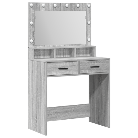 vidaXL Grey Sonoma Dressing Table with LED Lights - 79x41x135 cm